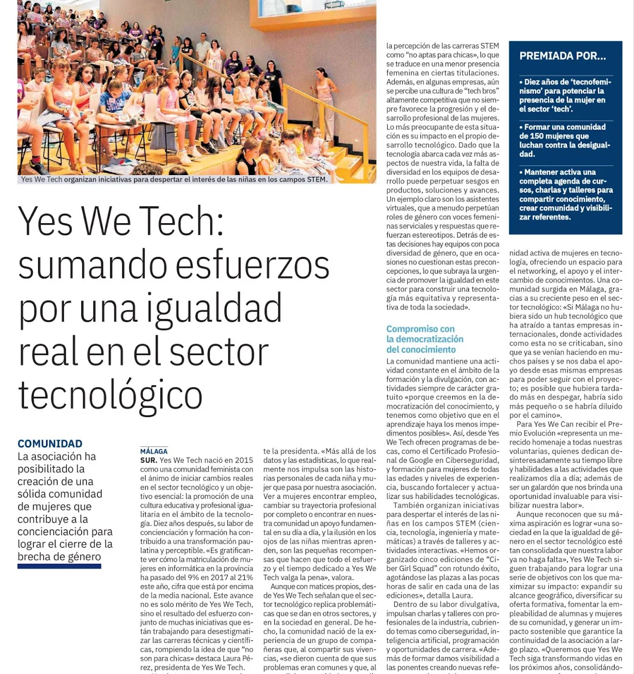 Página del suplemento especial de Diario Sur dedicada a Yes We Tech
