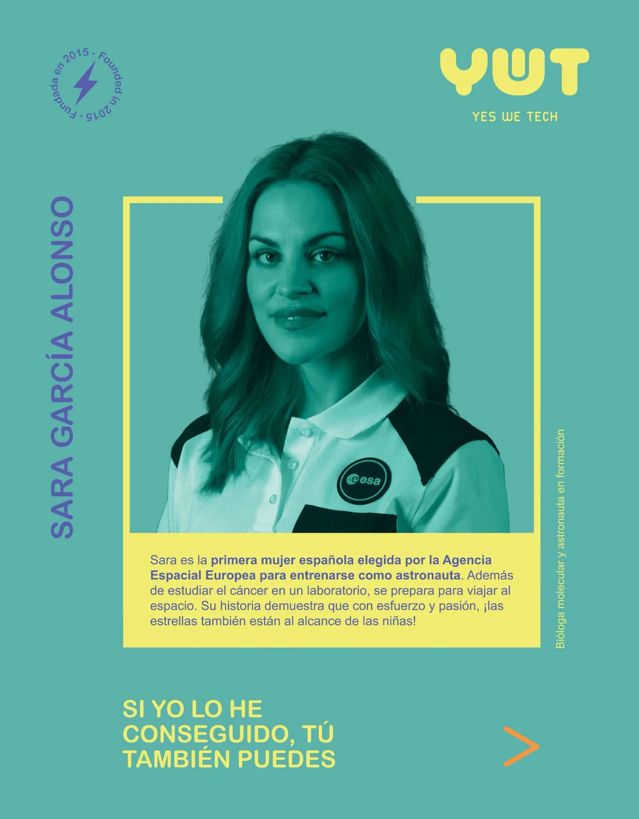 Cartel de la exposición: Sara García Alonso, bióloga molecular y astronauta en formación