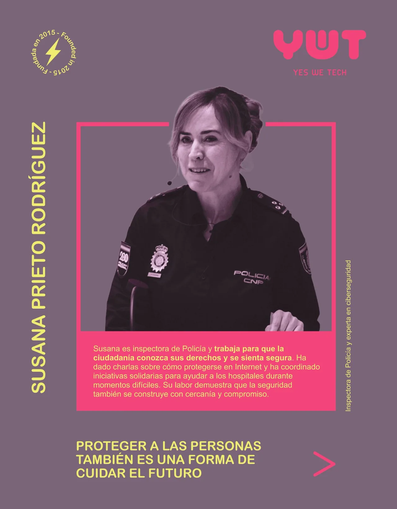 Cartel de la exposición: Susana Prieto Rodríguez, inspectora de Policía y experta en ciberseguridad